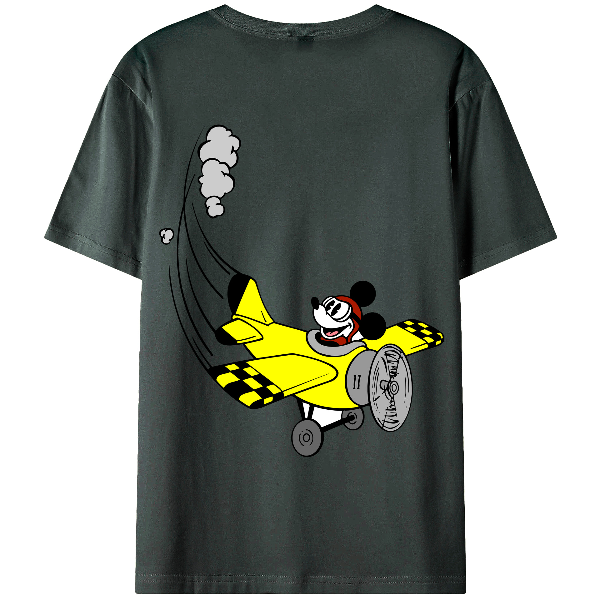 ミッキーマウス Mickey Mouse 綿100％ メンズ半袖Tシャツ（バックプリント） 通気性